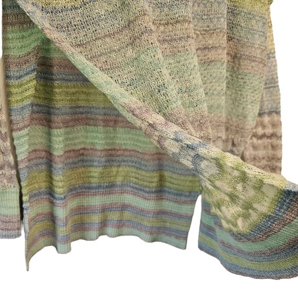 FREE PEOPLE Sweater Crochet Lightweight Pastel Oversized XS Split Side - Picture 6 of 6